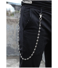 Cool Men's Spike Hip Hop Long Stainless Steel Pants Chain Biker Wallet Chain For Men