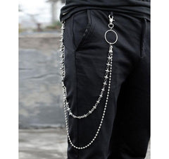 Cool Men's Spike Hip Hop Long Stainless Steel Pants Chain Biker Wallet Chain For Men