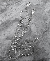 Cool Men's Spike Hip Hop Long Stainless Steel Pants Chain Biker Wallet Chain For Men - imessengerbags