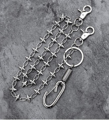 Cool Men's Spike Hip Hop Long Stainless Steel Pants Chain Biker Wallet Chain For Men - imessengerbags