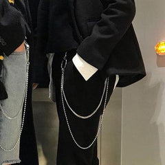 Fashion Men's Women's Beaded Double Stainless Steel Long Pants Chains Biker Wallet Chain For Men - imessengerbags