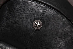 Cool Mens Black Leather School Backpack Travel Backpack Leather Hiking Backpack for Men - imessengerbags