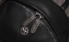 Cool Mens Black Leather School Backpack Travel Backpack Leather Hiking Backpack for Men - imessengerbags