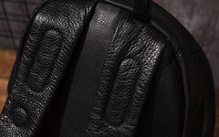 Cool Mens Black Leather School Backpack Travel Backpack Leather Hiking Backpack for Men - imessengerbags