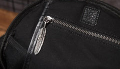 Cool Mens Black Leather School Backpack Travel Backpack Leather Hiking Backpack for Men - imessengerbags