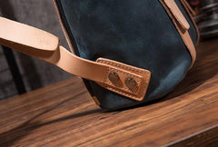 Cool Mens Blue Leather Backpack School Backpack Leather Laptop Backpack for Men - imessengerbags