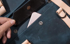 Cool Mens Blue Leather Backpack School Backpack Leather Laptop Backpack for Men - imessengerbags