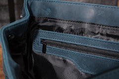 Cool Mens Blue Leather Backpack School Backpack Leather Laptop Backpack for Men - imessengerbags
