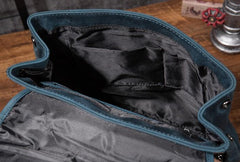 Cool Mens Blue Leather Backpack School Backpack Leather Laptop Backpack for Men - imessengerbags