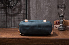 Cool Mens Blue Leather Backpack School Backpack Leather Laptop Backpack for Men - imessengerbags