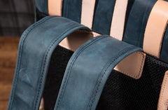 Cool Mens Blue Leather Backpack School Backpack Leather Laptop Backpack for Men - imessengerbags
