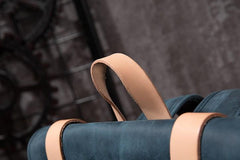 Cool Mens Blue Leather Backpack School Backpack Leather Laptop Backpack for Men - imessengerbags