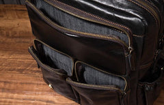 Cool Mens Leather 14inch Laptop Backpack Travel Backpacks Leather School Backpack for Men