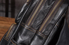 Cool Mens Leather 14inch Laptop Backpack Travel Backpacks Leather School Backpack for Men