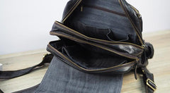 Cool Mens Leather 14inch Laptop Backpack Travel Backpacks Leather School Backpack for Men