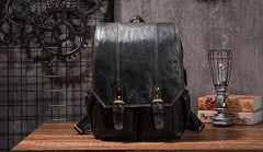 Cool Mens Leather 14inch Laptop Backpack Travel Backpacks Leather School Backpack for Men