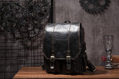 Cool Mens Leather 14inch Laptop Backpack Travel Backpacks Leather School Backpack for Men