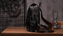 Cool Mens Leather 14inch Laptop Backpack Travel Backpacks Leather School Backpack for Men