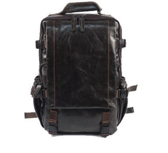 Cool Mens Leather 15inch Laptop Backpack Satchel Backpack Leather School Backpack for Men