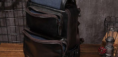 Cool Mens Leather 15inch Laptop Backpack Satchel Backpack Leather School Backpack for Men