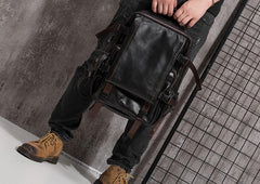 Cool Mens Leather 15inch Laptop Backpack Satchel Backpack Leather School Backpack for Men