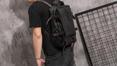 Cool Mens Leather 15inch Laptop Backpack Satchel Backpack Leather School Backpack for Men