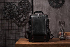 Cool Mens Leather 15inch Laptop Backpack Satchel Backpack Leather School Backpack for Men