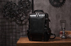 Cool Mens Leather 15inch Laptop Backpack Satchel Backpack Leather School Backpack for Men