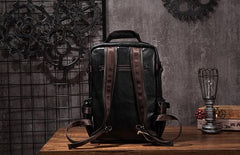 Cool Mens Leather 15inch Laptop Backpack Satchel Backpack Leather School Backpack for Men