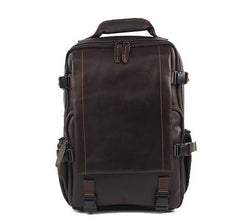 Cool Mens Leather 15inch Laptop Backpack Satchel Backpack Leather School Backpack for Men