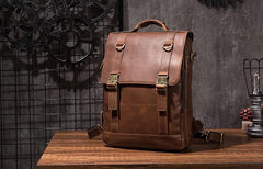 Cool Mens Leather Backpack School Backpack Leather Laptop Backpack for Men - imessengerbags