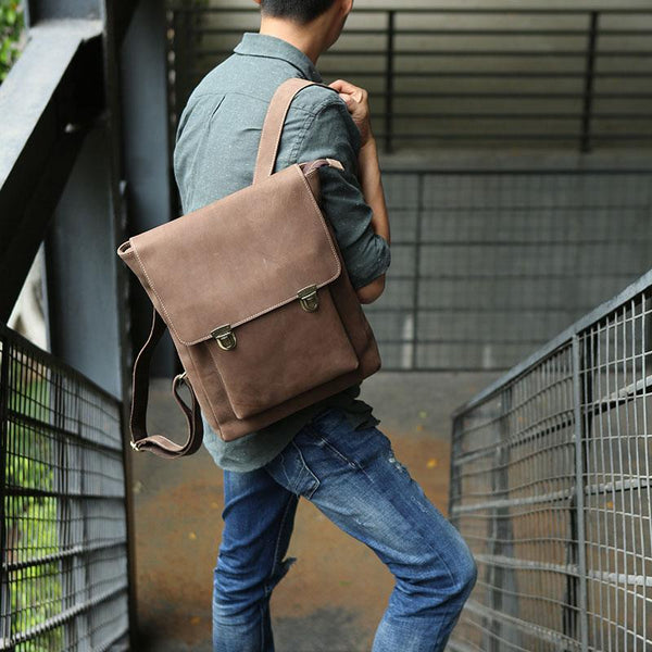 Cool Mens Leather Backpack Travel Backpacks Laptop Backpack for men - imessengerbags