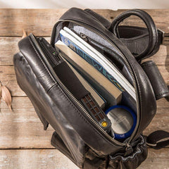 Cool Mens Leather Backpacks Black Travel Backpacks Laptop Backpack for men