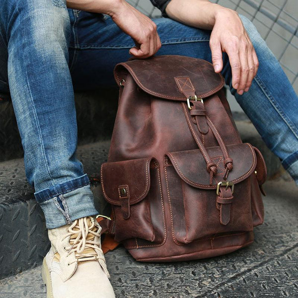 Cool Mens Leather Backpacks Travel Backpacks Laptop Backpacks for Men - imessengerbags