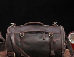 Cool Mens Leather Barrel Backpack Overnight Bag Travel Backpack Weekender Bag for men