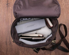 Cool Mens Leather Barrel Backpack Overnight Bag Travel Backpack Weekender Bag for men