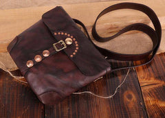 Cool Mens Leather Country Side Bag Small Saddle Messenger bag Shoulder bag For Men - imessengerbags
