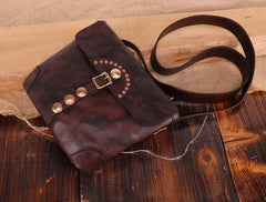 Cool Mens Leather Country Side Bag Small Saddle Messenger bag Shoulder bag For Men - imessengerbags