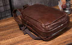 Cool Mens Leather School Backpack Satchel Backpacks Leather Travel Backpack for Men - imessengerbags