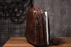 Cool Mens Leather School Backpack Satchel Backpacks Leather Travel Backpack for Men - imessengerbags