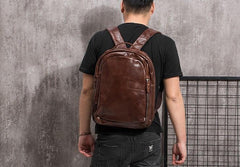 Cool Mens Leather School Backpack Satchel Backpacks Leather Travel Backpack for Men - imessengerbags
