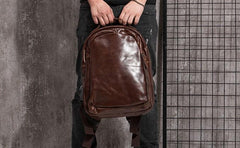 Cool Mens Leather School Backpack Satchel Backpacks Leather Travel Backpack for Men - imessengerbags