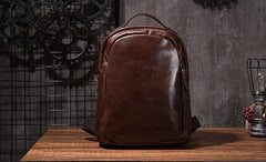 Cool Mens Leather School Backpack Satchel Backpacks Leather Travel Backpack for Men - imessengerbags