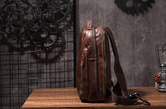 Cool Mens Leather School Backpack Satchel Backpacks Leather Travel Backpack for Men - imessengerbags