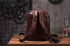 Cool Mens Leather School Backpack Satchel Backpacks Leather Travel Backpack for Men - imessengerbags