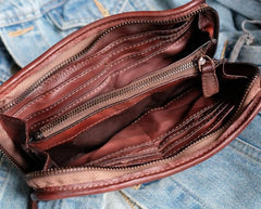 Cool Mens Leather Zipper Long Clutch Wallet Zipper Vintage Long Wallet For Men