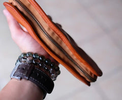 Cool Mens Leather Zipper Long Clutch Wallet Zipper Vintage Long Wallet For Men