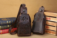 Cool Mens Leather Sling Bag One Shoulder Backpacks Sling Crossbody Backpack For Men - imessengerbags