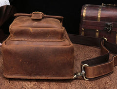 Cool Mens Leather Sling Bag One Shoulder Backpack Sling Crossbody Bag For Men