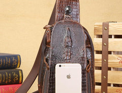 Cool Mens Leather Sling Bag One Shoulder Backpacks Sling Crossbody Backpack For Men - imessengerbags